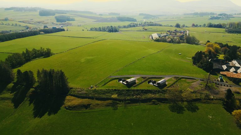 scotland farm lodges video drone still